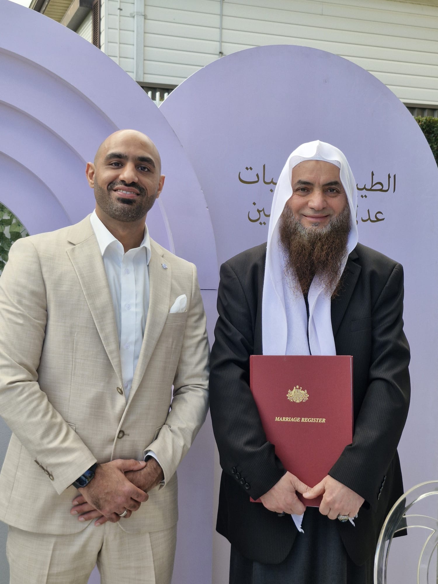 With the groom and the Australian marriage register